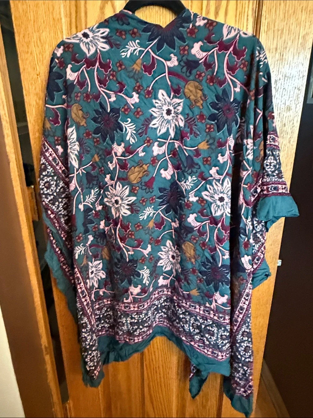 Teal Floral Kimono Cardigan OS